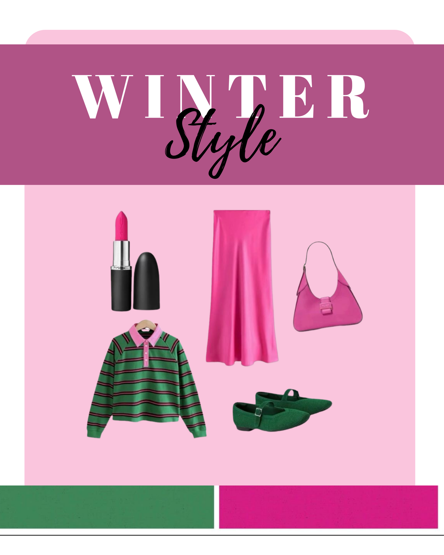 Winter seasonal color analysis lookbook showcasing cool, deep, and clear hues including jewel tones, icy pastels, and black-and-white contrasts