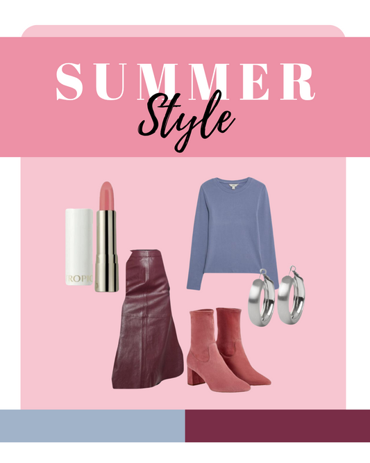 Summer seasonal color analysis lookbook featuring soft, cool, and muted tones like lavender, powder blue, and dusty rose