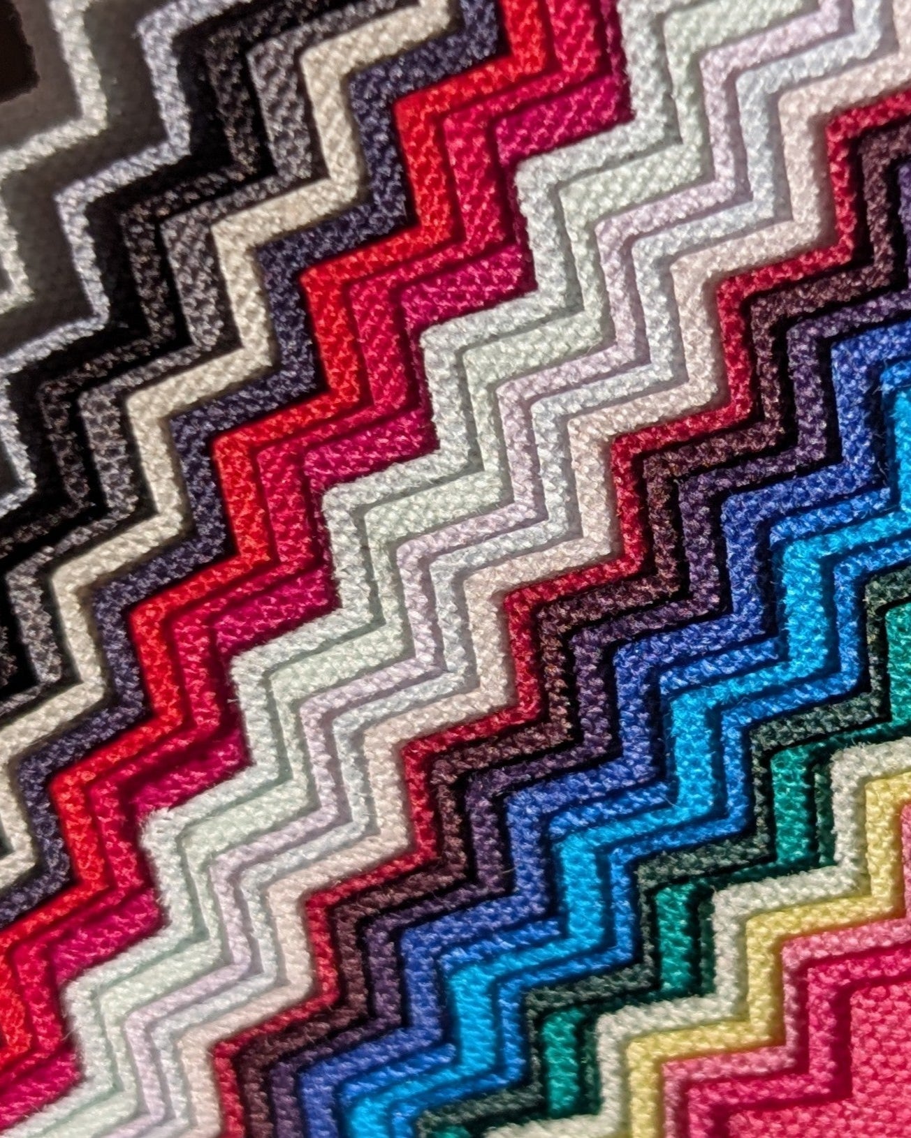 Winter seasonal colour fabric swatches used by Hazel for colour consultation